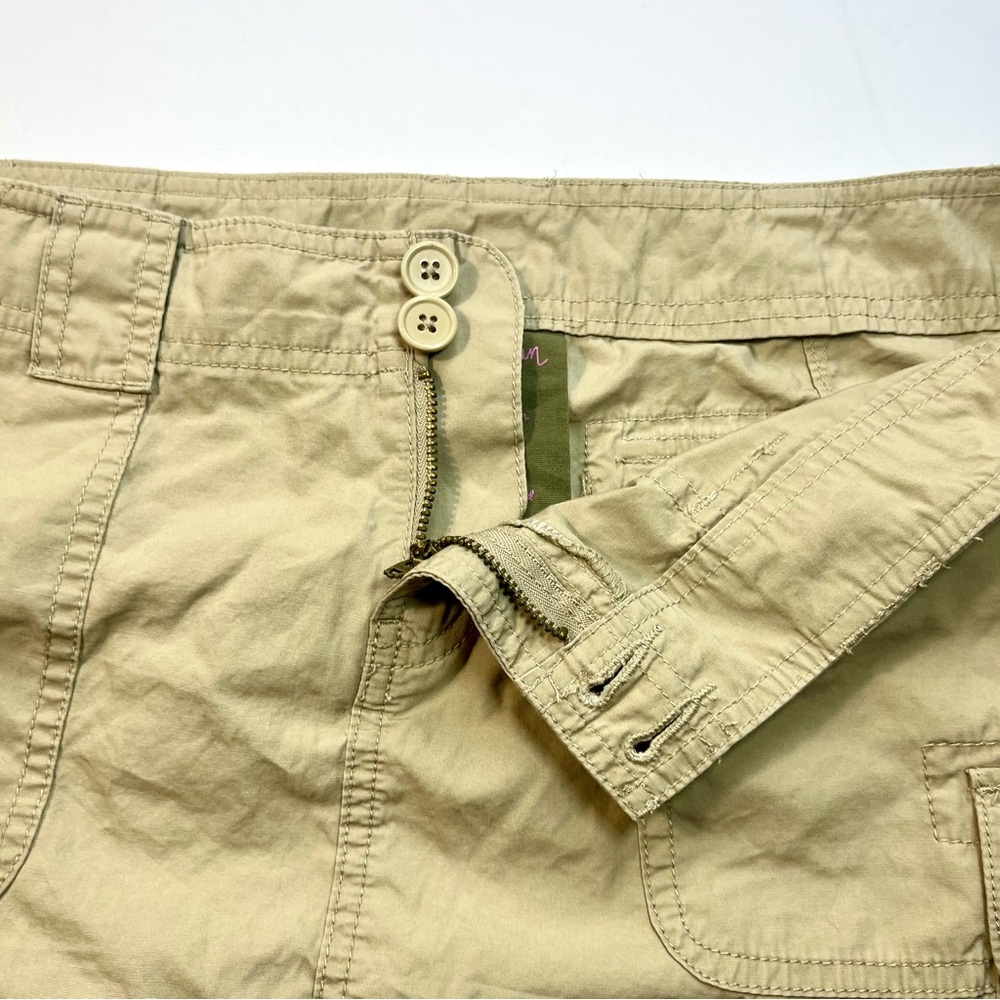90s Y2K Vintage London Jean Chino Cargo Mini Skirt Sz 8 Khaki Cotton Beige - Picture 3 of 8